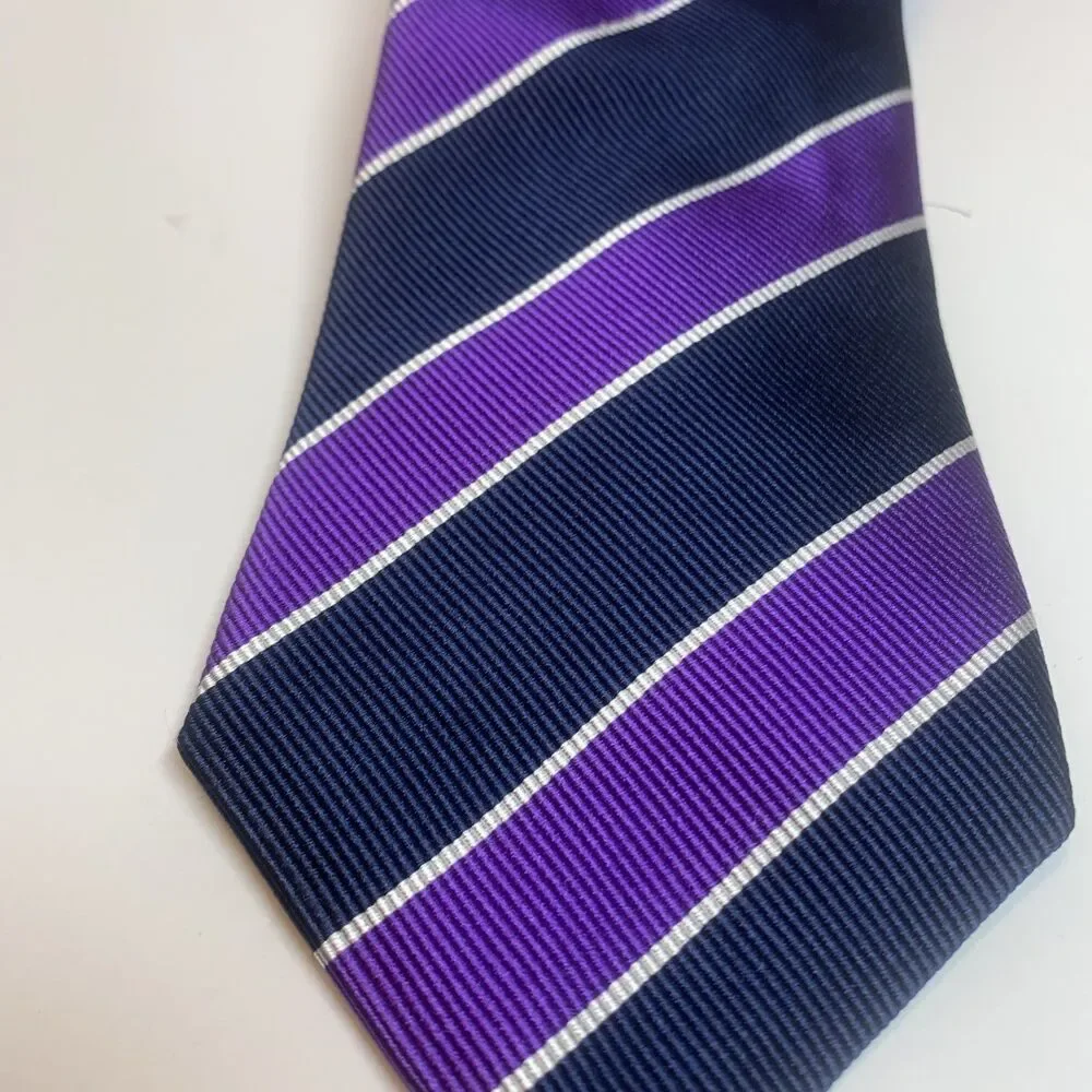 Charles Tyrwhitt London 100% Pure Silk Purple Striped Necktie 58”x3” Designer